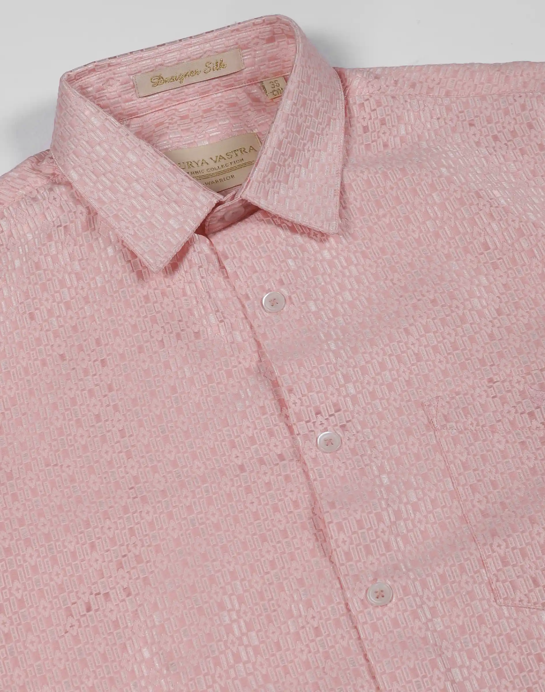Maurya Vastra Blush Pink Self-Design Textured Designer Silk Shirt (3)