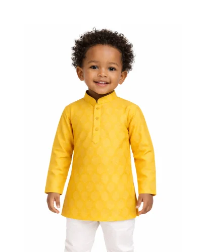 Maurya Vastra Boys Bright Yellow Printed Festive Kurta