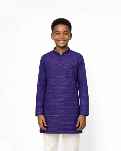Maurya Vastra Boys Royal Blue Textured Designer Kurta