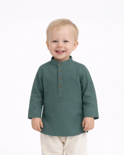 Maurya Vastra Boys Teal Green Self-Textured Festive Kurta