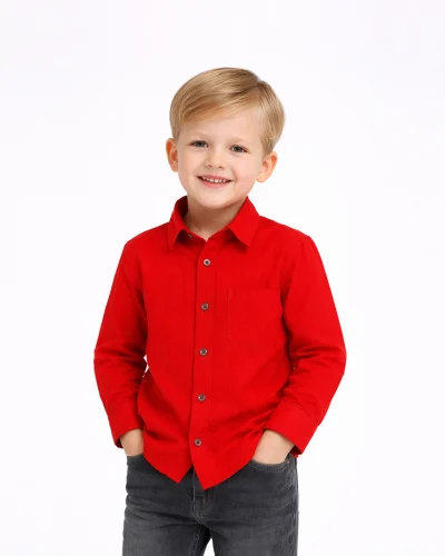 Maurya Vastra Kid’s Classic Red Cotton Full Sleeve Shirt