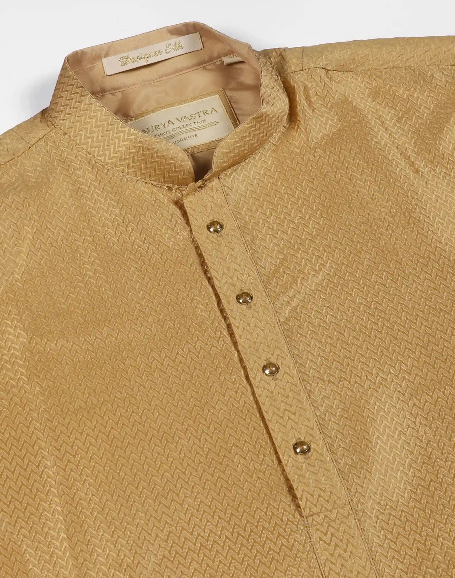 Maurya Vastra Mustard Gold Self-Design Textured Designer Silk Kurta (3)