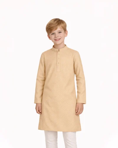Maurya Vastra Royal Gold Brocade Silk Kids Kurta