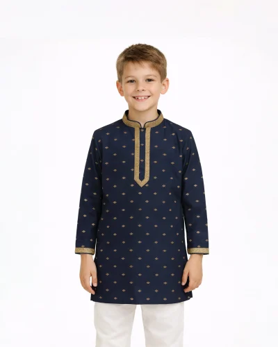Maurya Vastra Royal Navy Ethnic Kids Kurta – Festive Classic