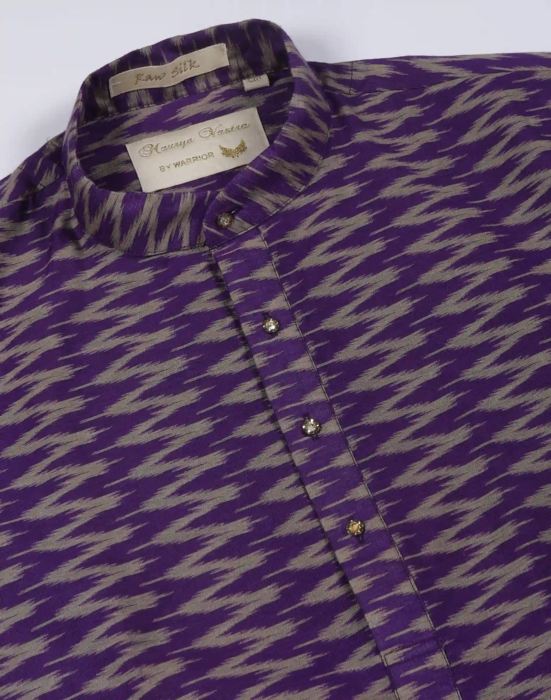 Maurya Vastra Royal Purple Ikat Pattern Raw Silk Kurta (3)
