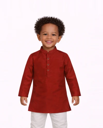 Maurya Vastra Rust Red Classic Boys Kurta Set