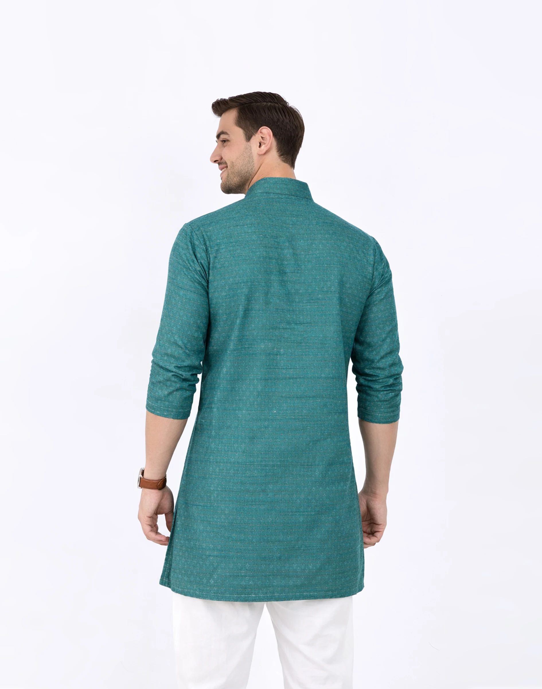 Maurya Vastra Teal Blue Textured Raw Silk Kurta (2)