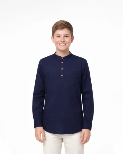 Warrior Classic Navy Blue Cotton Kids Kurta