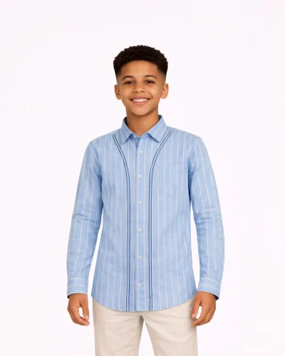 Warrior Kids Blue Striped Full Sleeve Shirt