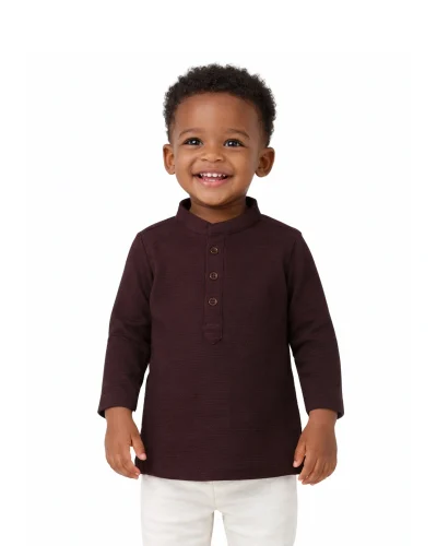 Warrior Kid’s Brown Textured Cotton Kurta