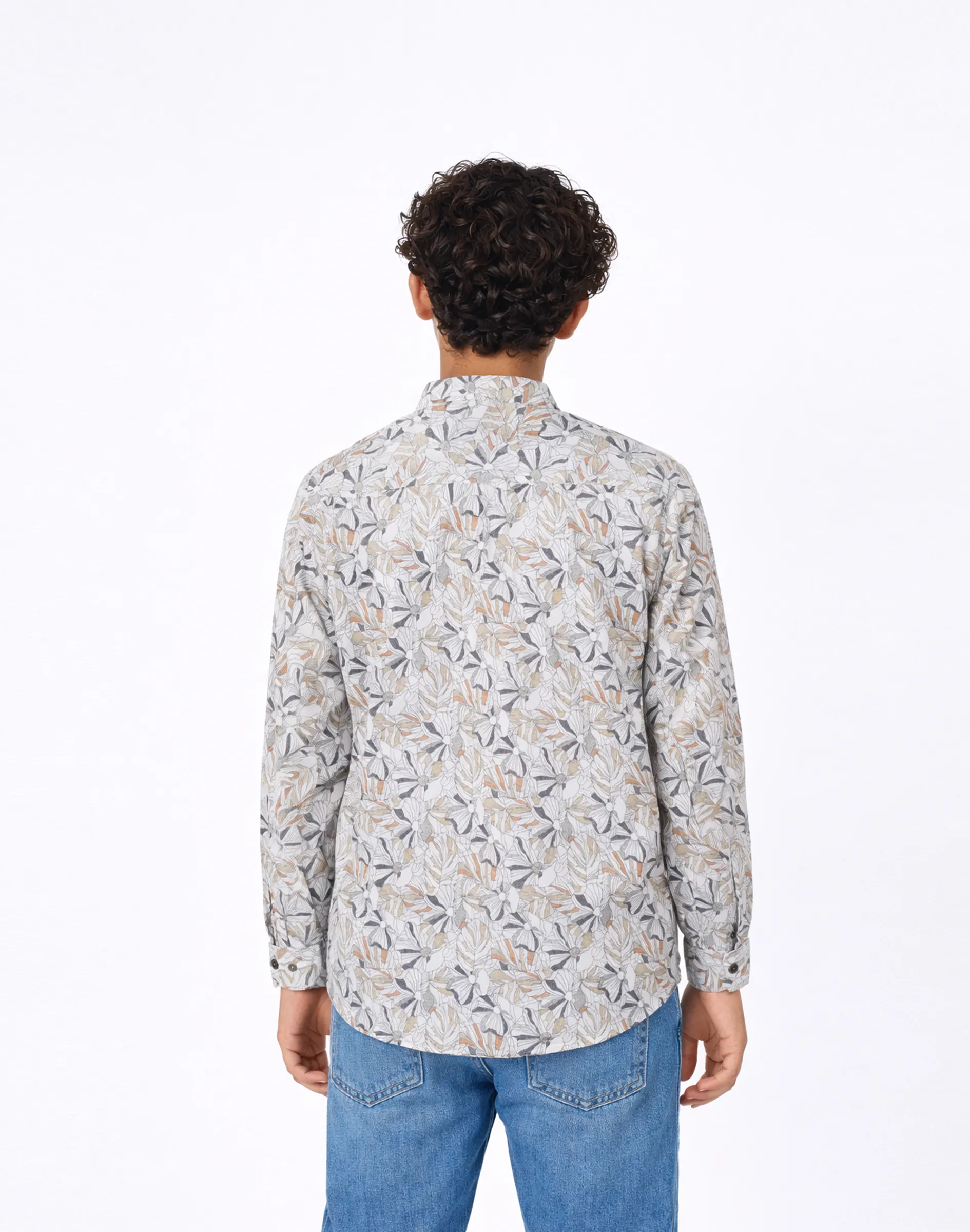 Warrior Kids Ivory Floral Print Mandarin Collar Kurta (2)