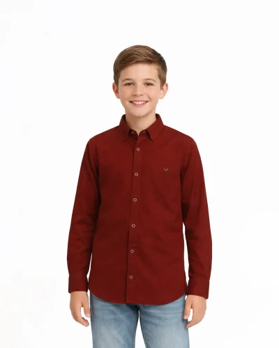 Warrior Kids Maroon Solid Casual Full Sleeve Shirt