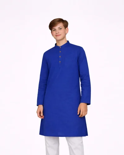 Warrior Royal Blue Classic Minimal Festive Short Kurta