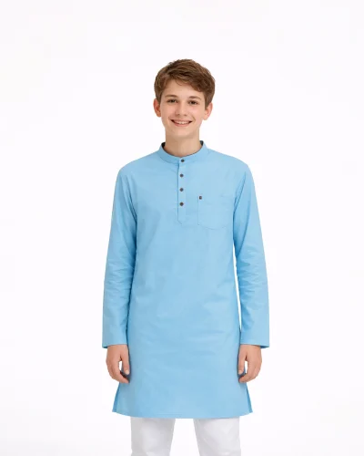 Warrior Sky Blue Classic Cotton Kids Kurta