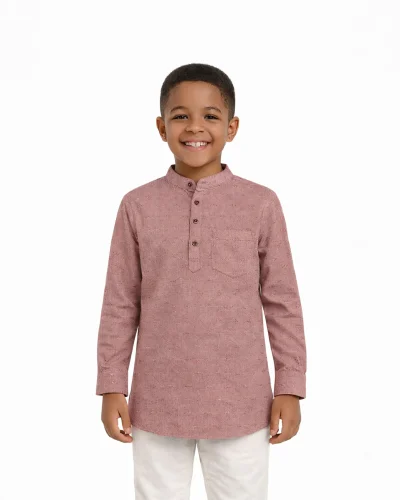 Dusty Rose Sequin Embroidered Kids Festive Kurta