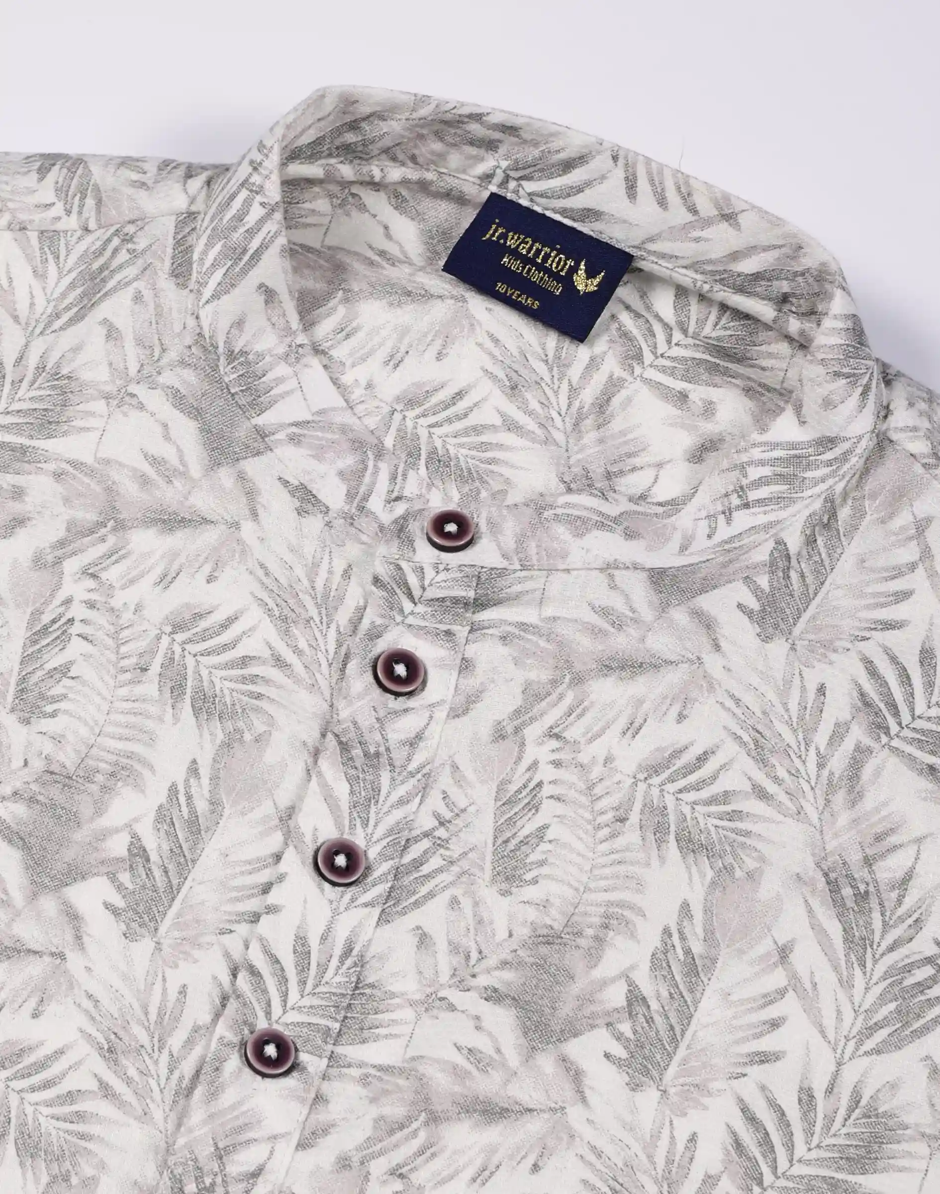 Ivory Tropical Print Mandarin Collar Kurta (1)