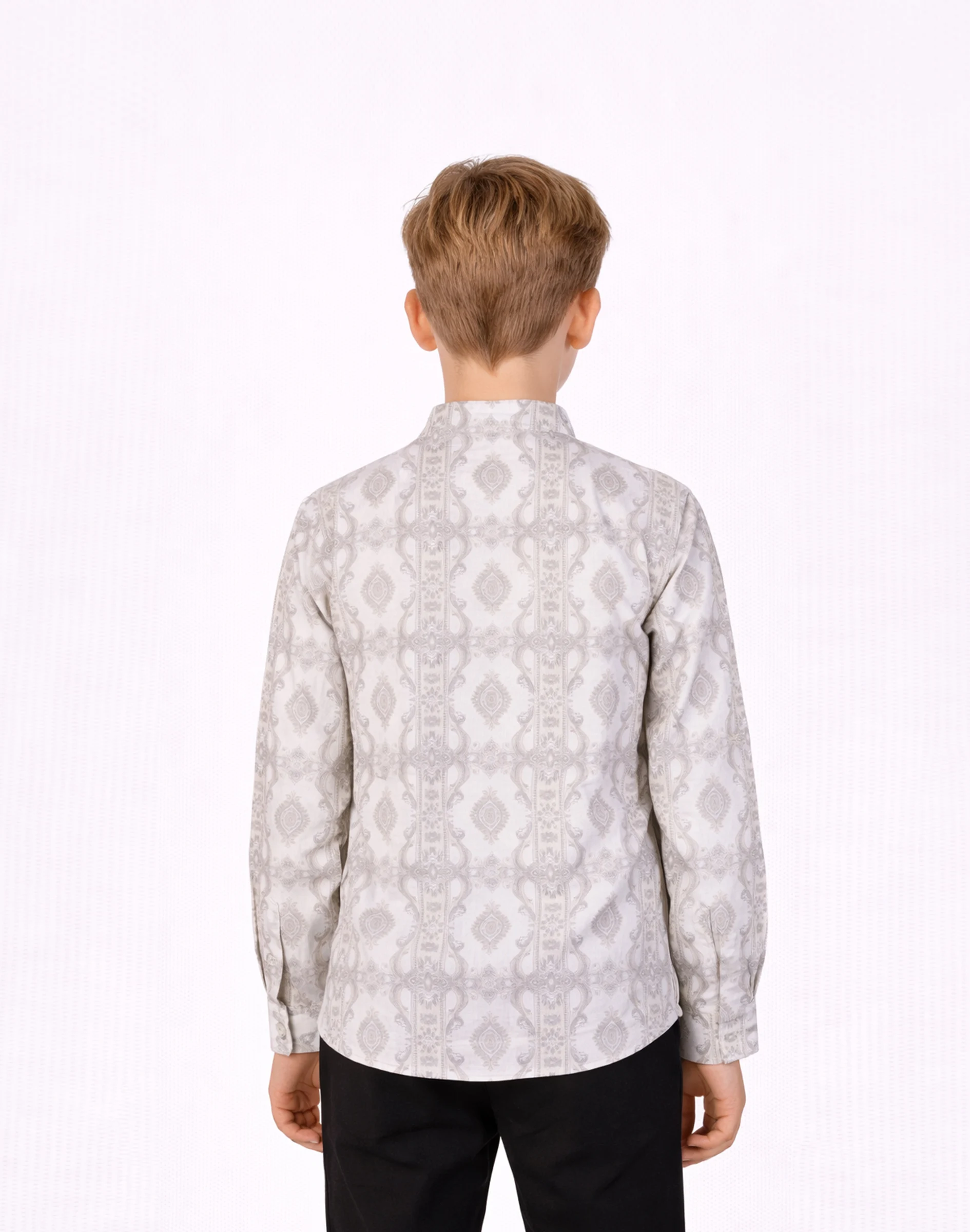 Jr. Warrior Boys Grey Ethnic Print Cotton Kurta (2)