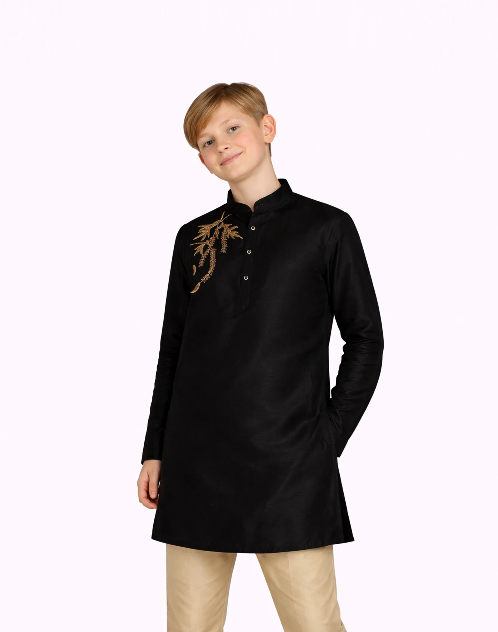 Maurya Vastra Black Embroidered Festive Kurta (1)