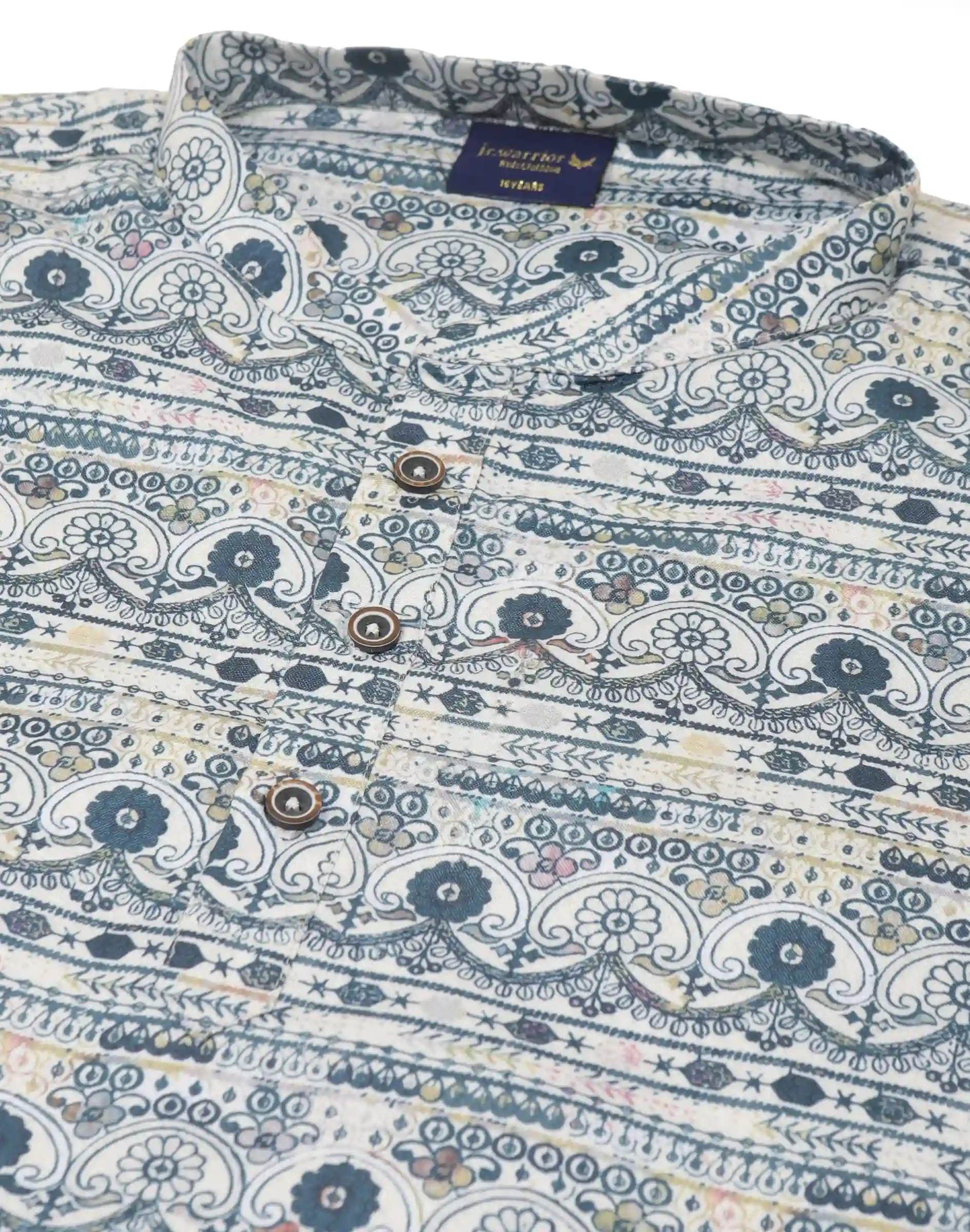 Maurya Vastra Blue Floral Printed Cotton Kids Kurta (3)