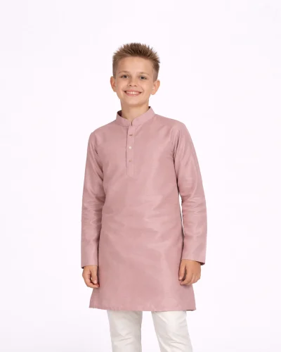 Maurya Vastra Boys Dusty Rose Pink Silk Kurta