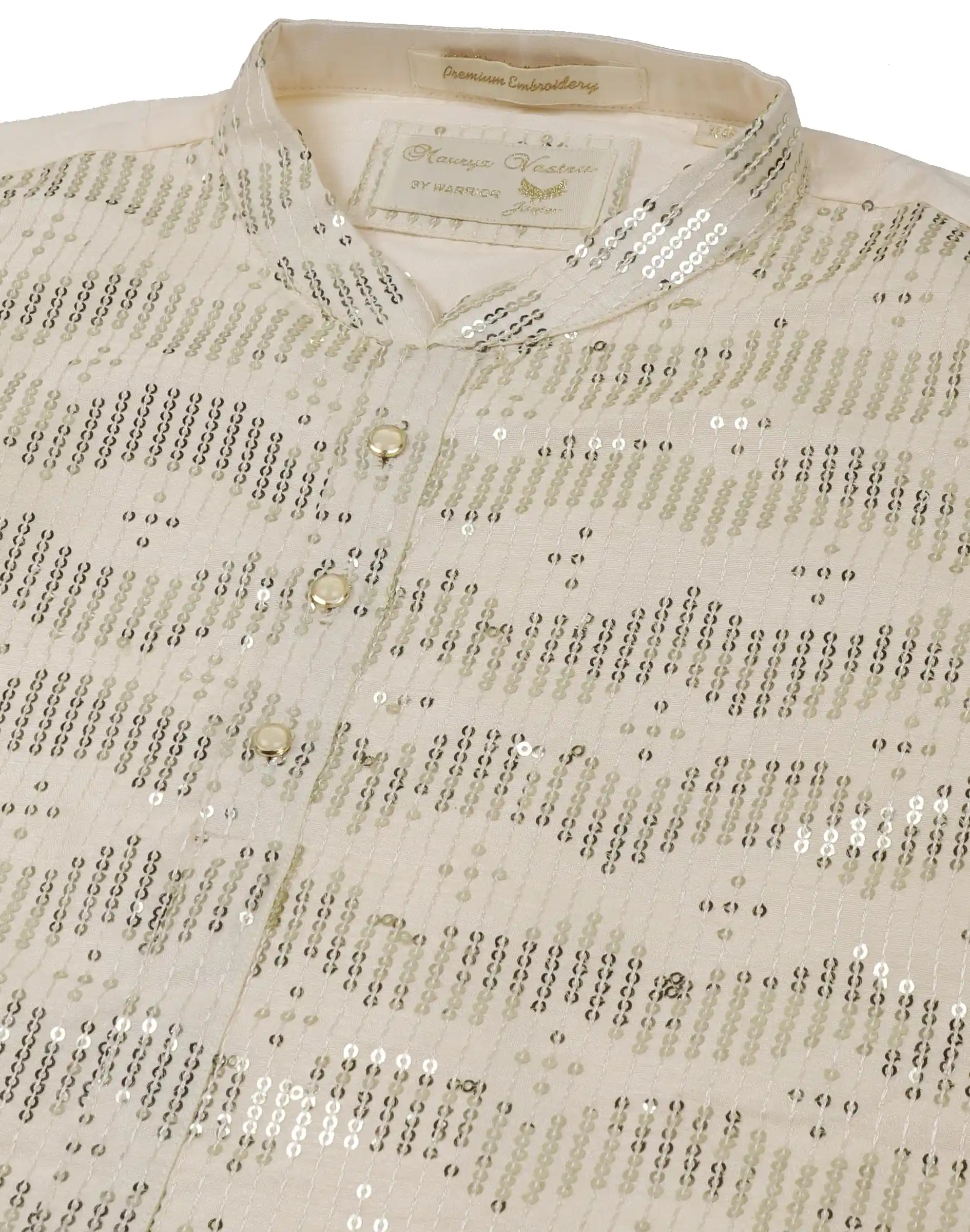 Maurya Vastra Boys Ivory Sequin Embellished Festive Kurta (1)
