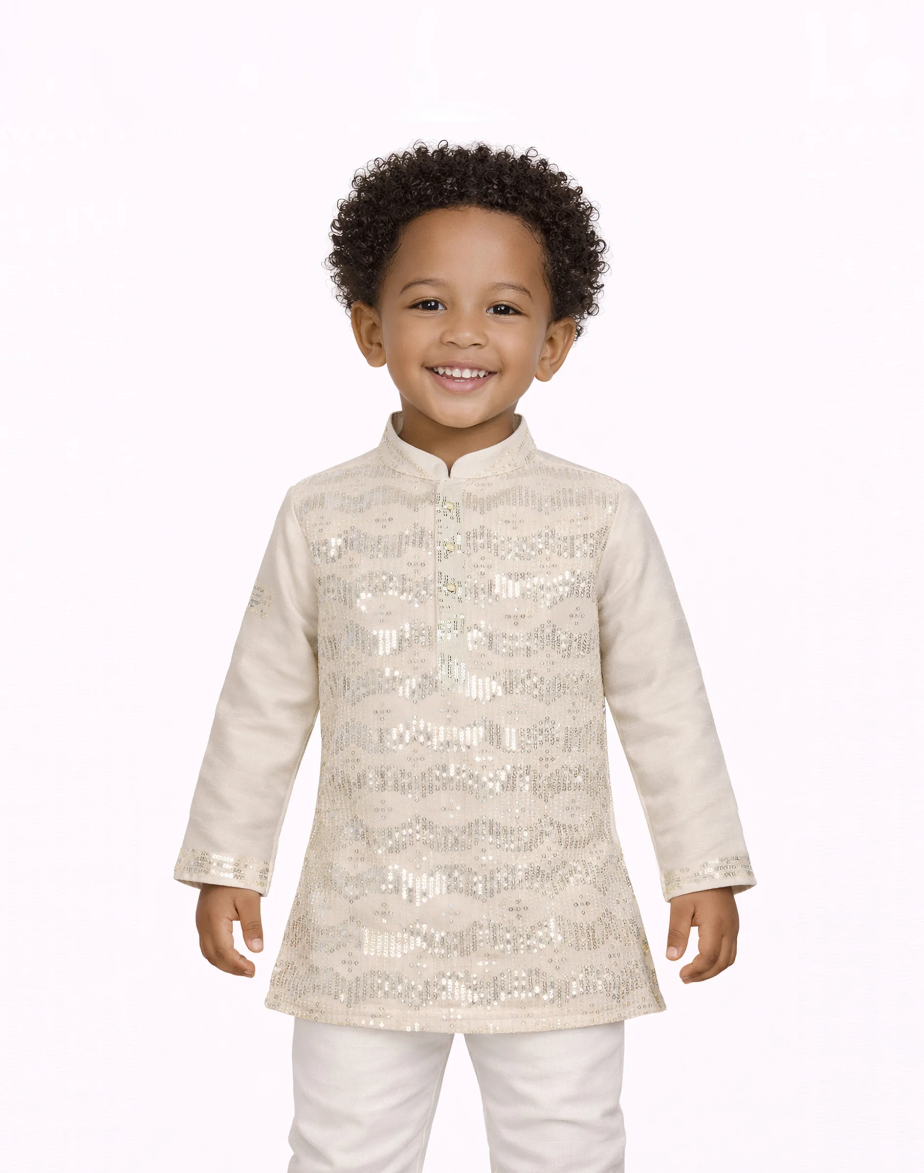 Maurya Vastra Boys Ivory Sequin Embellished Festive Kurta (2)