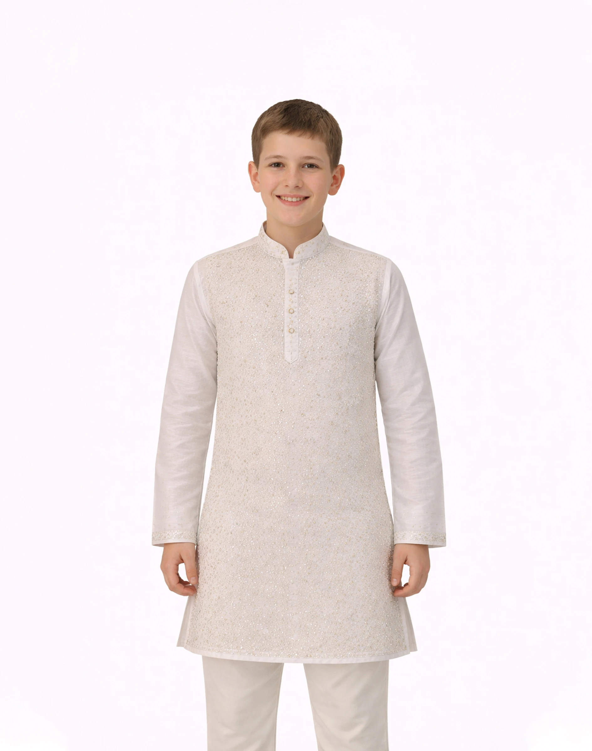 Maurya Vastra Boys Off White Sequin Embroidered Kurta (1)