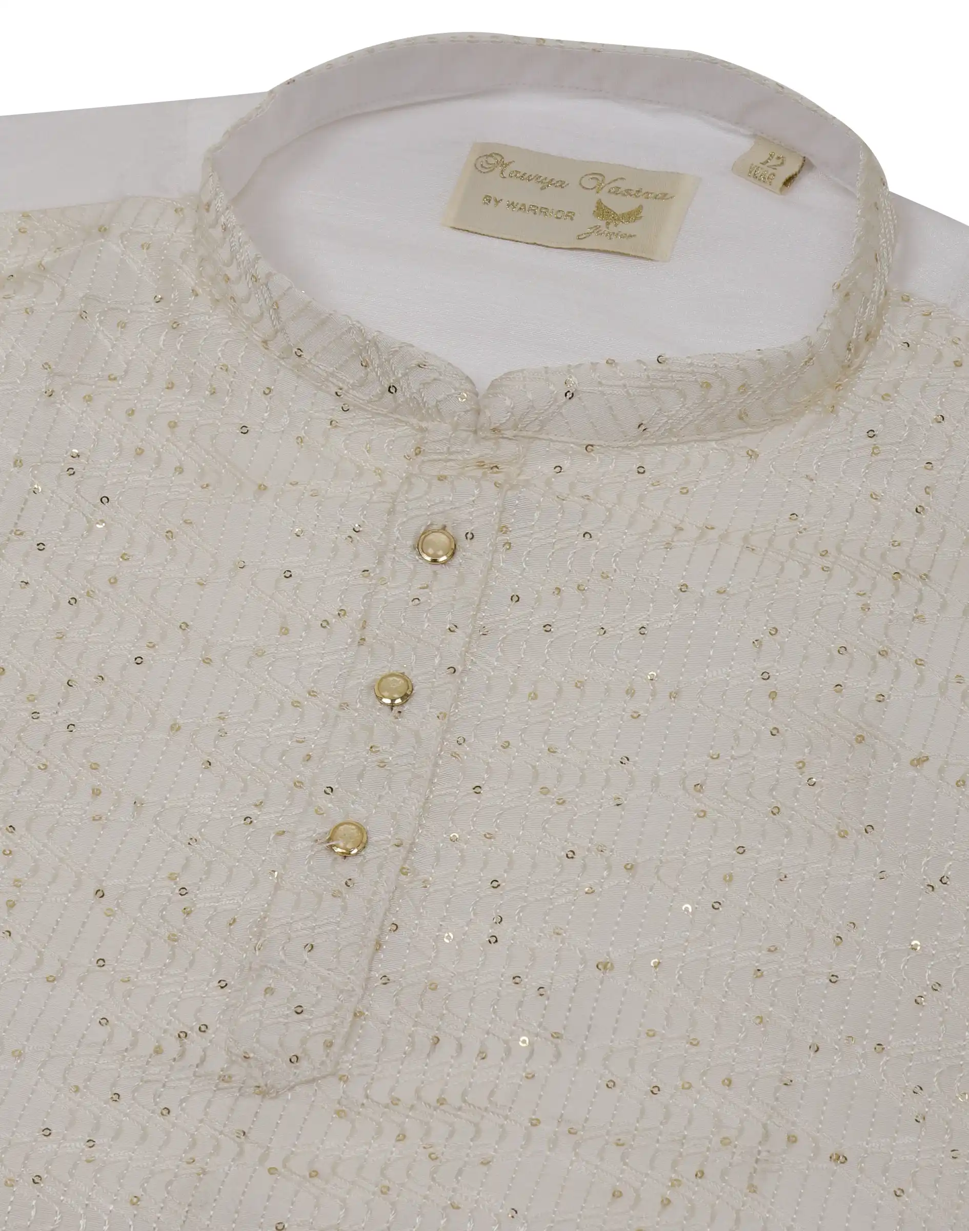 Maurya Vastra Boys Off White Sequin Embroidered Kurta (3)