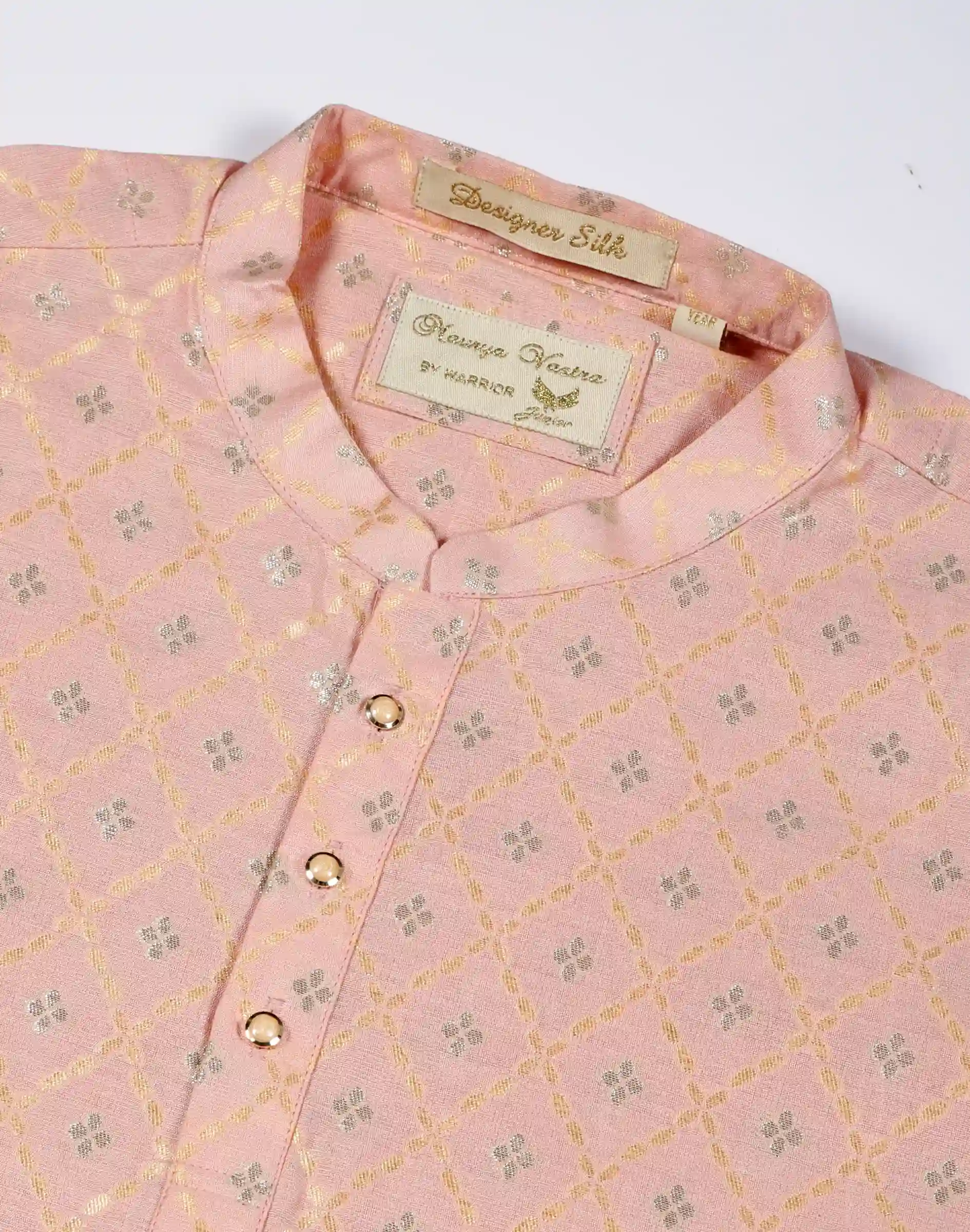 Maurya Vastra Boys Peach Designer Silk Kurta (2)