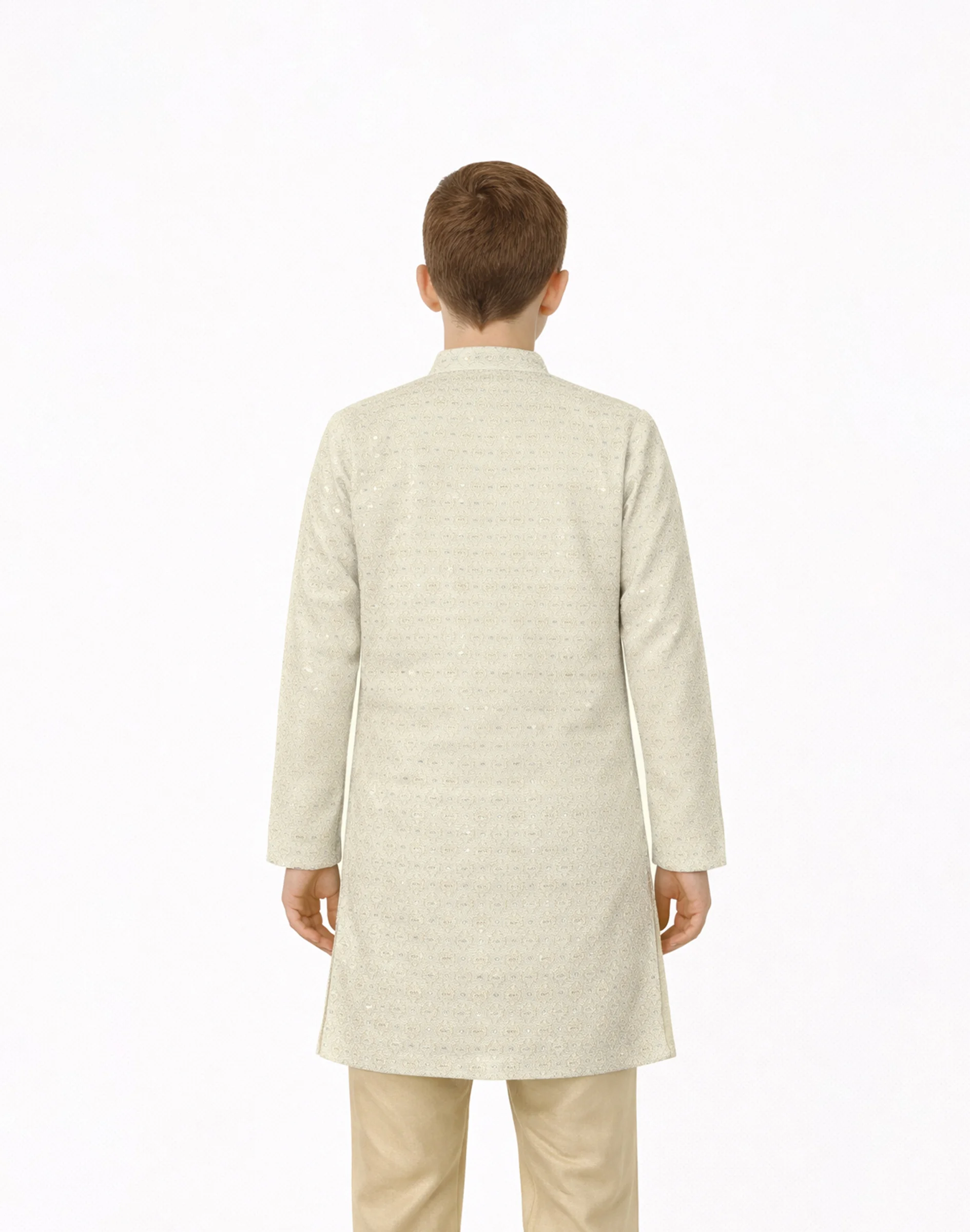 Maurya Vastra Champagne Beige Embroidered Kids Kurta (2)