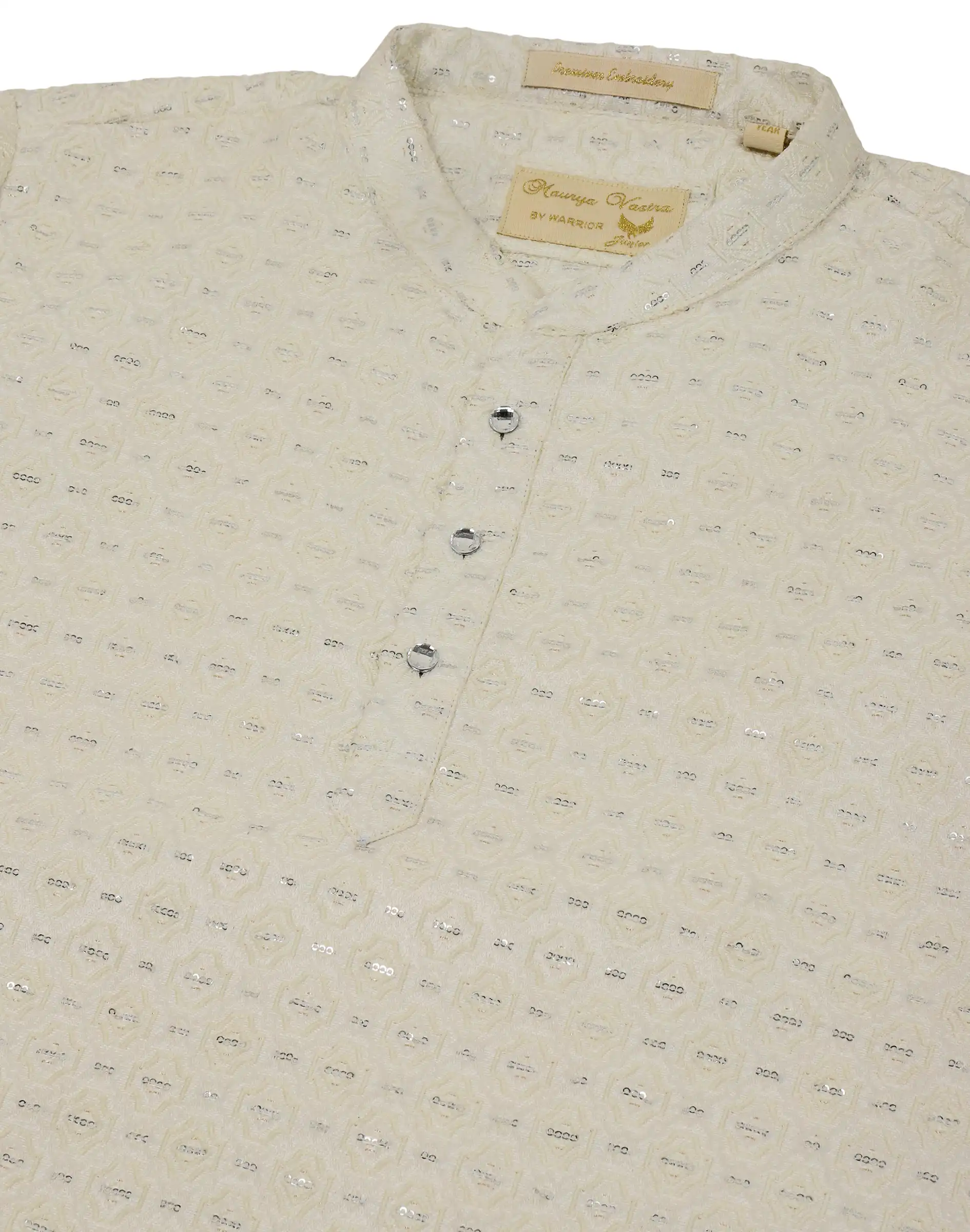 Maurya Vastra Champagne Beige Embroidered Kids Kurta (3)