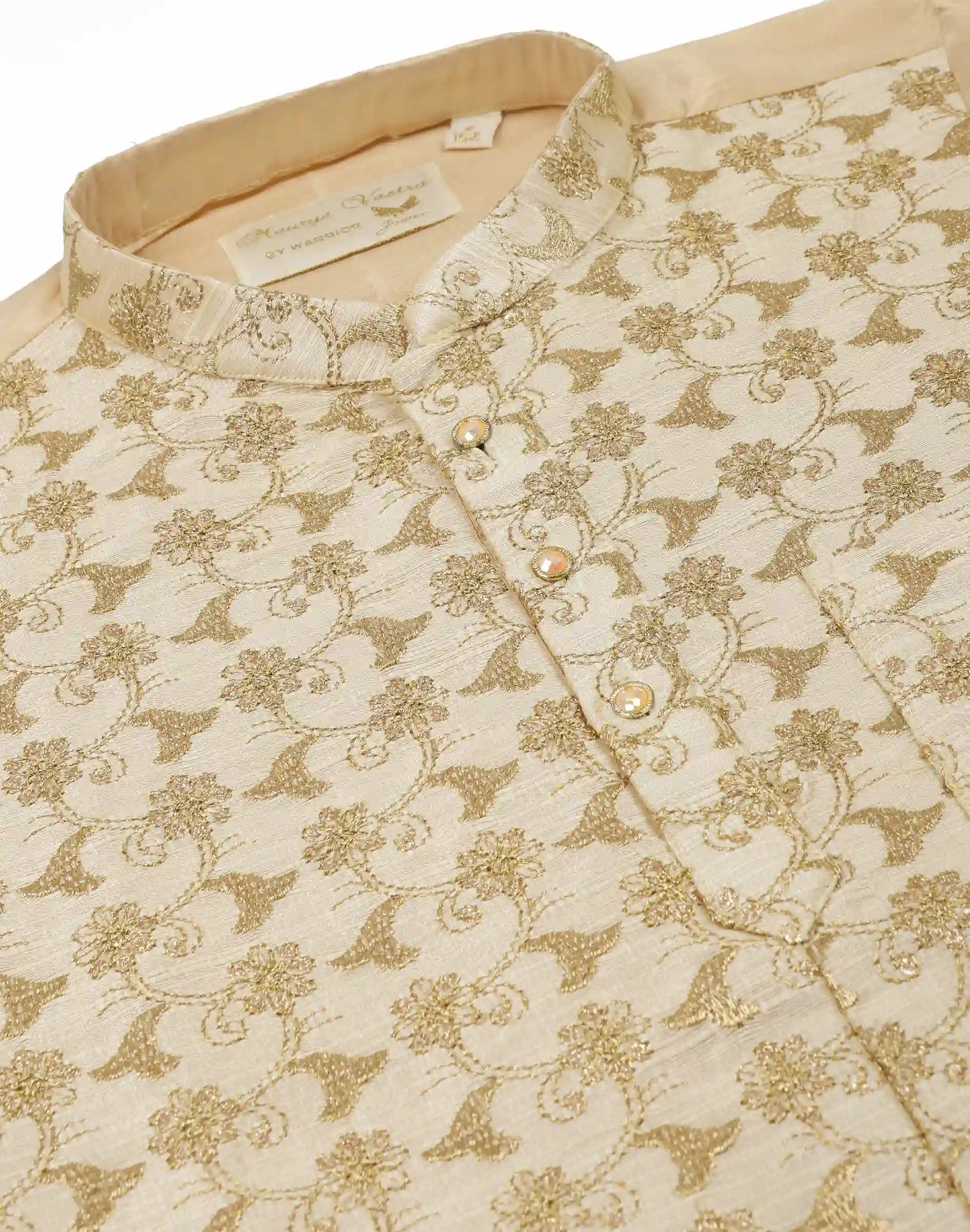 Maurya Vastra Champagne Gold Embroidered Boys Kurta (2)