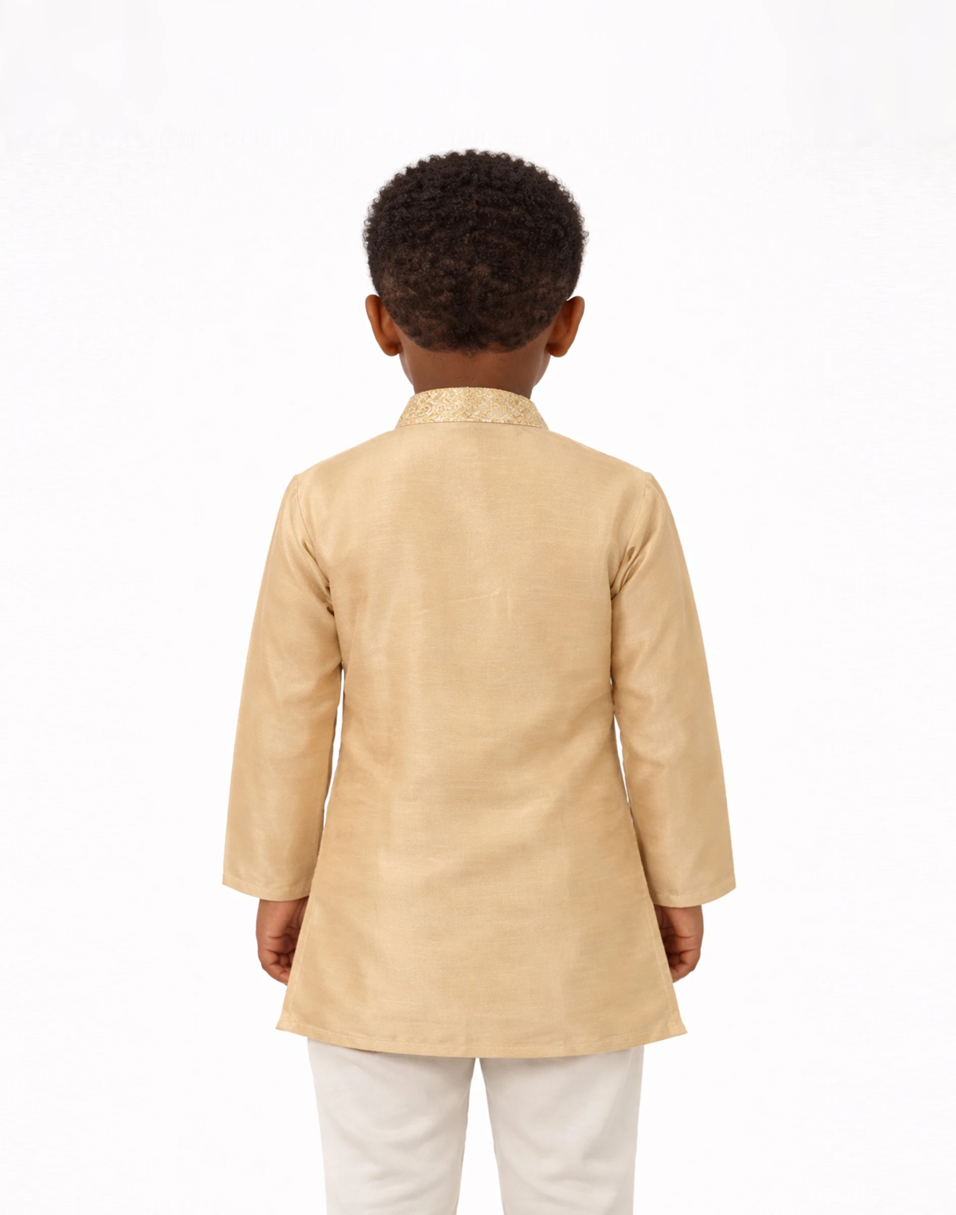 Maurya Vastra Champagne Gold Embroidered Boys Kurta (3)