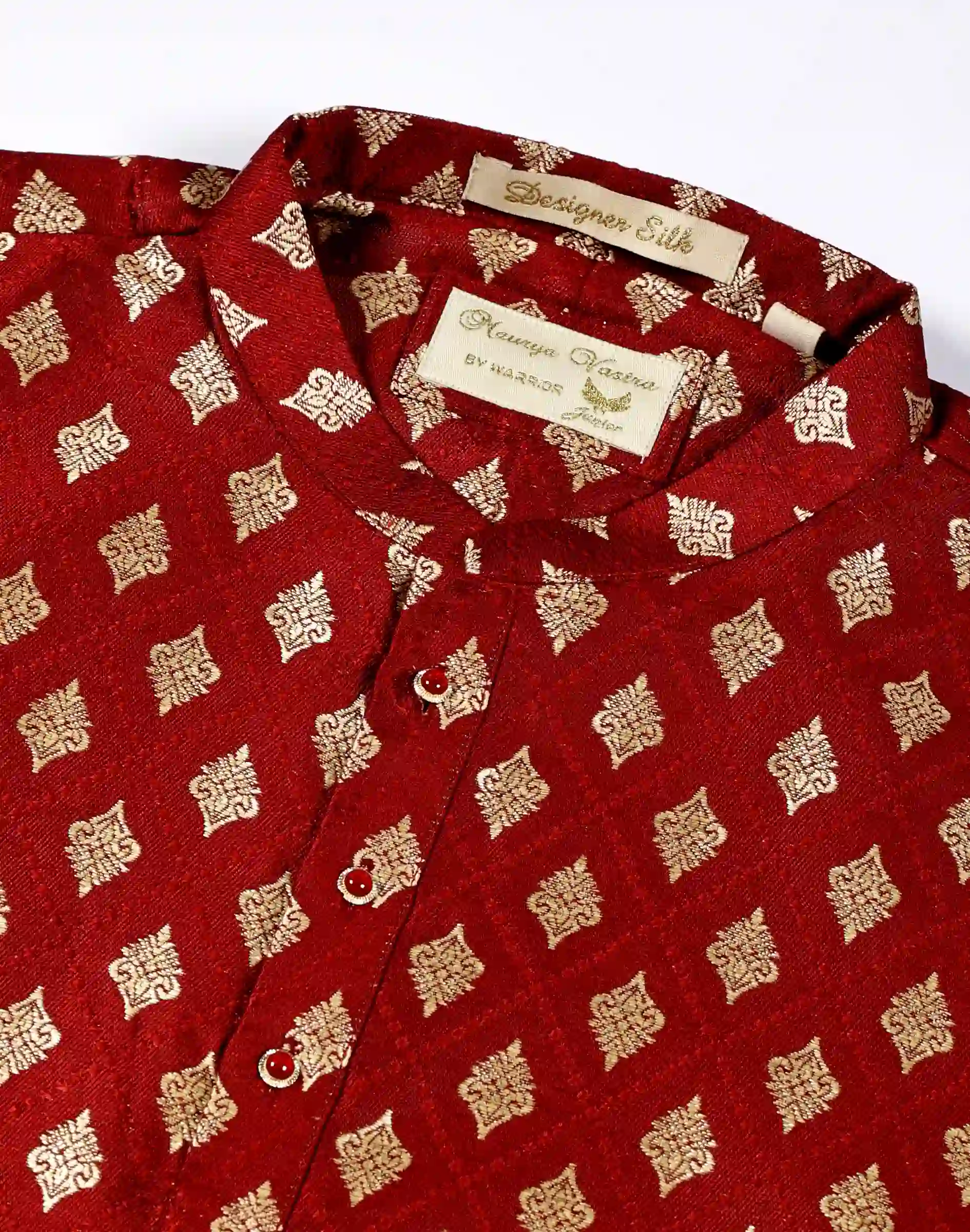 Maurya Vastra Crimson Gold Motif Brocade Kurta (3)