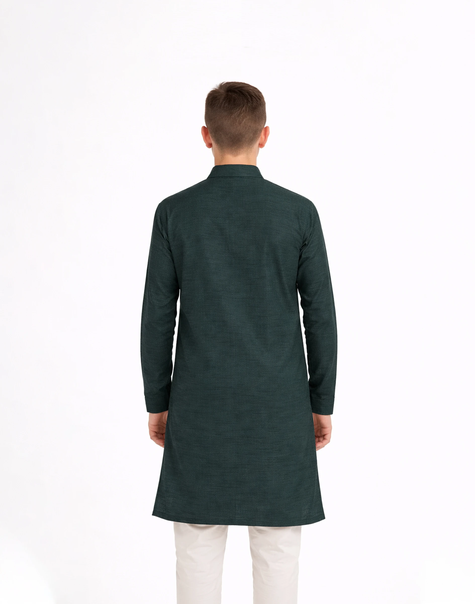 Maurya Vastra Deep Teal Textured Silk Kids Kurta (2)