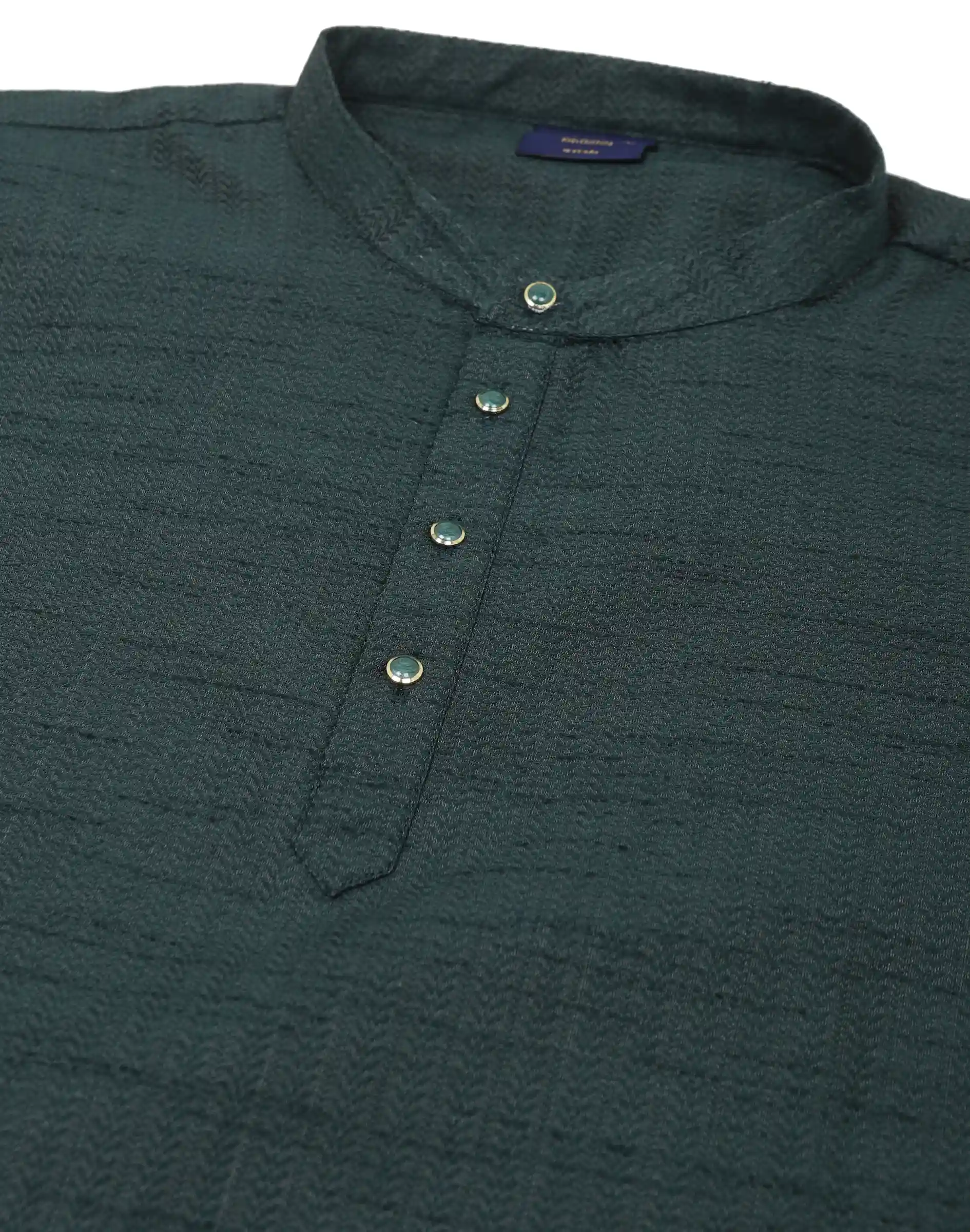 Maurya Vastra Deep Teal Textured Silk Kids Kurta (3)