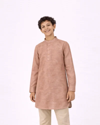 Maurya Vastra Designer Silks Rose Blush Textured Kurta