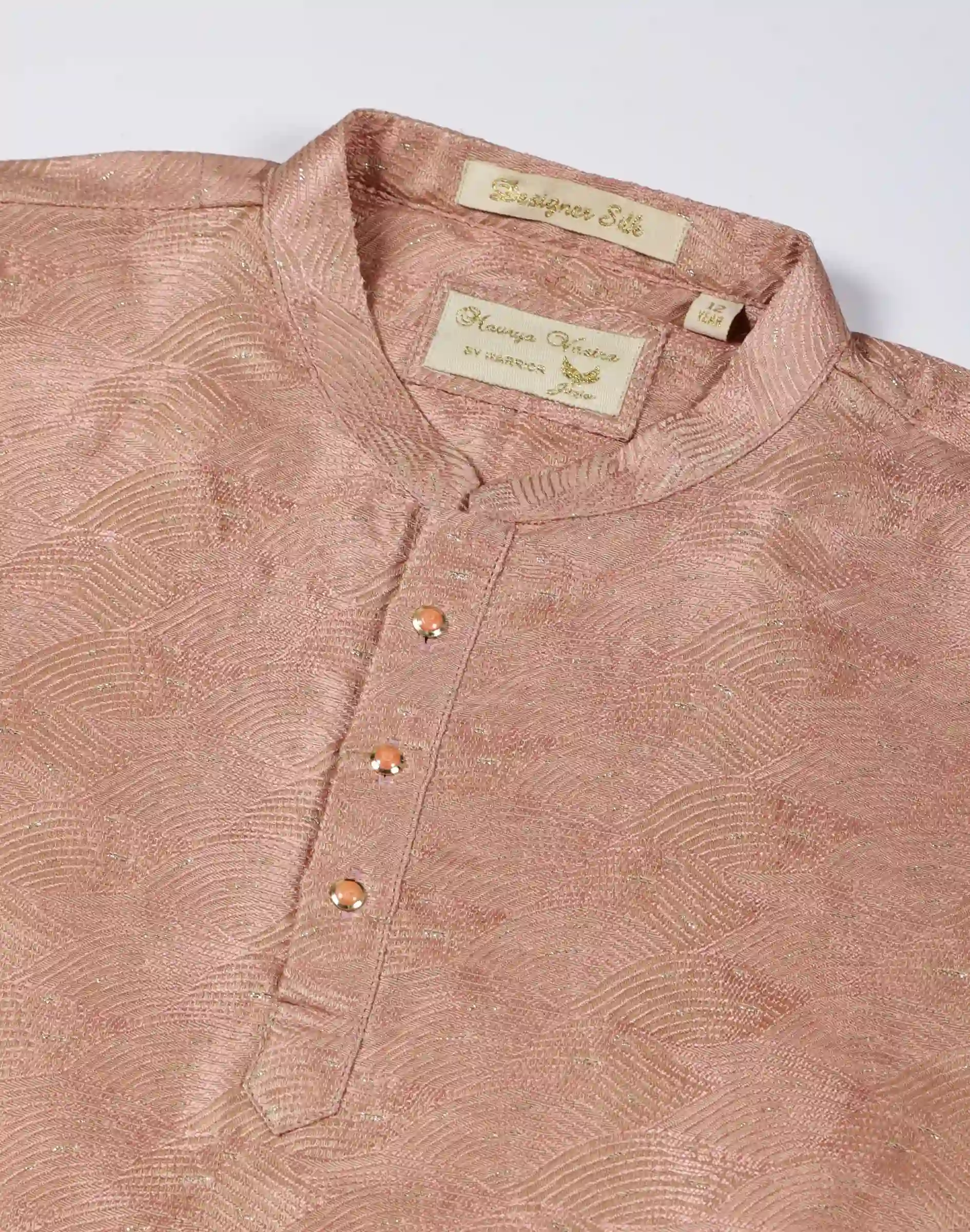 Maurya Vastra Designer Silks Rose Blush Textured Kurta (3)