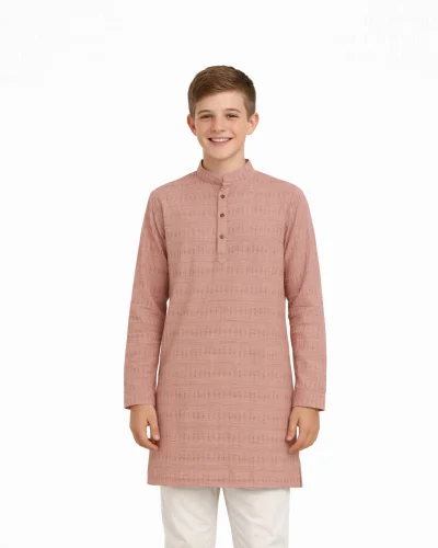 Maurya Vastra Dusty Pink Textured Kids Festive Kurta