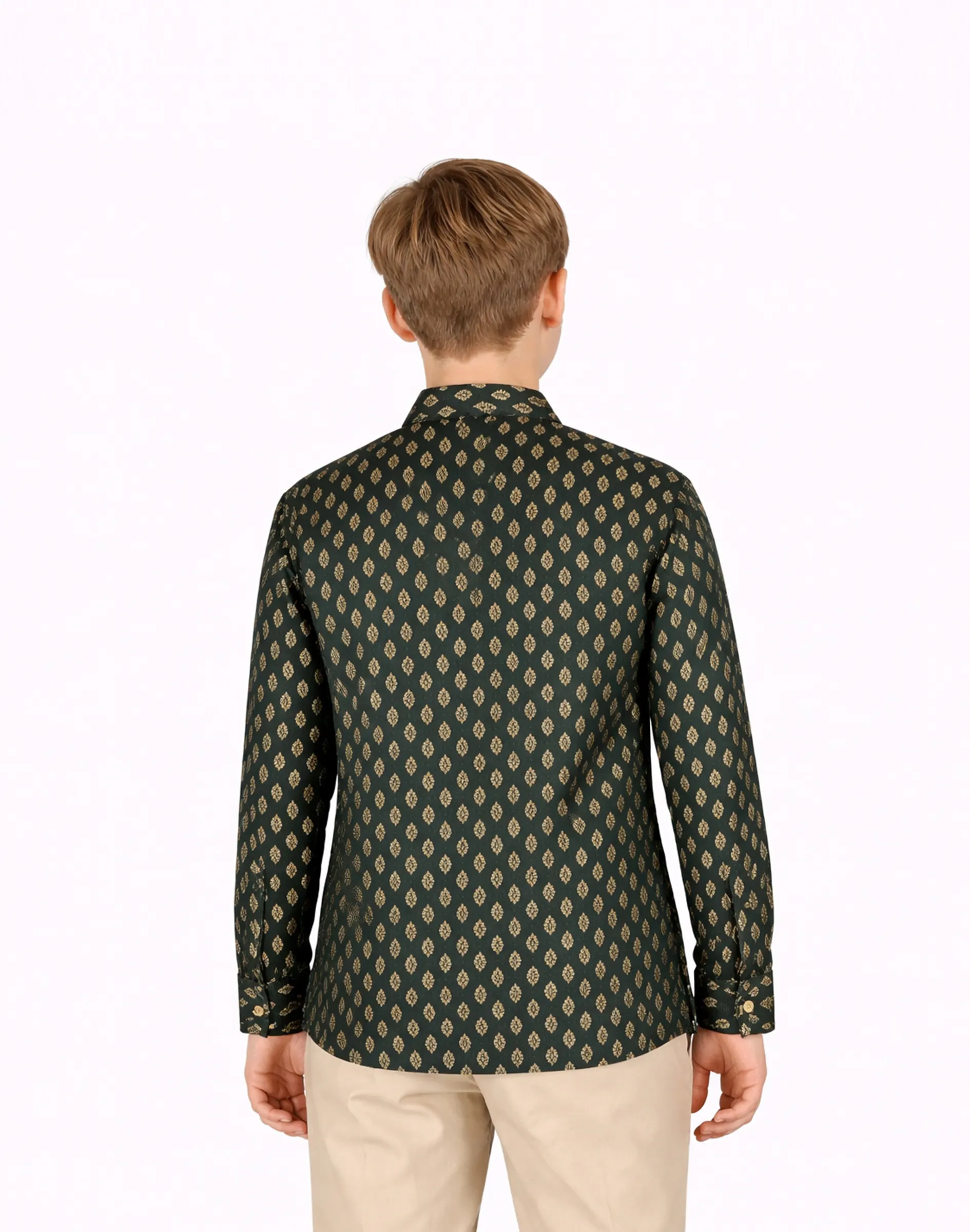Maurya Vastra Emerald Green Designer Silk Jacquard Kurta (2)