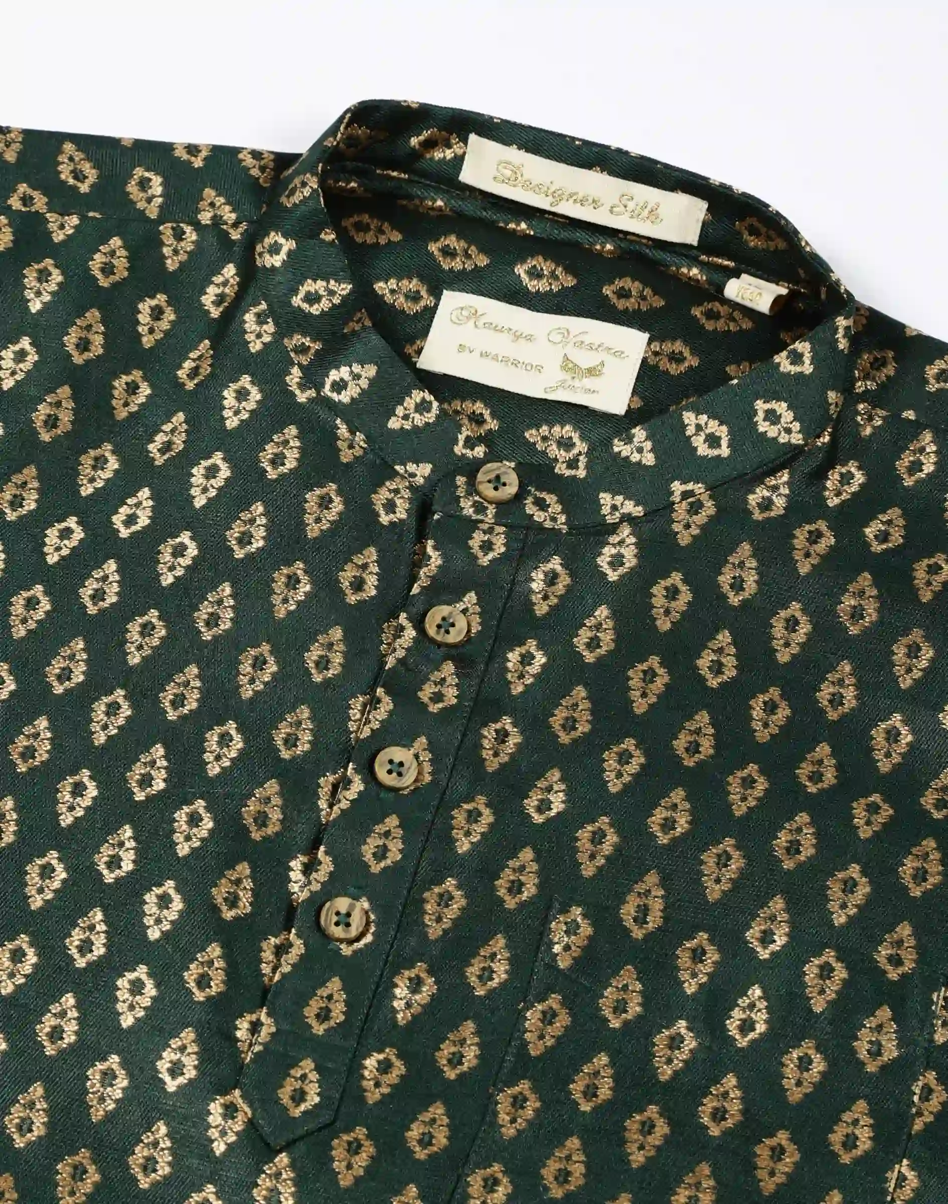 Maurya Vastra Emerald Green Designer Silk Jacquard Kurta (3)