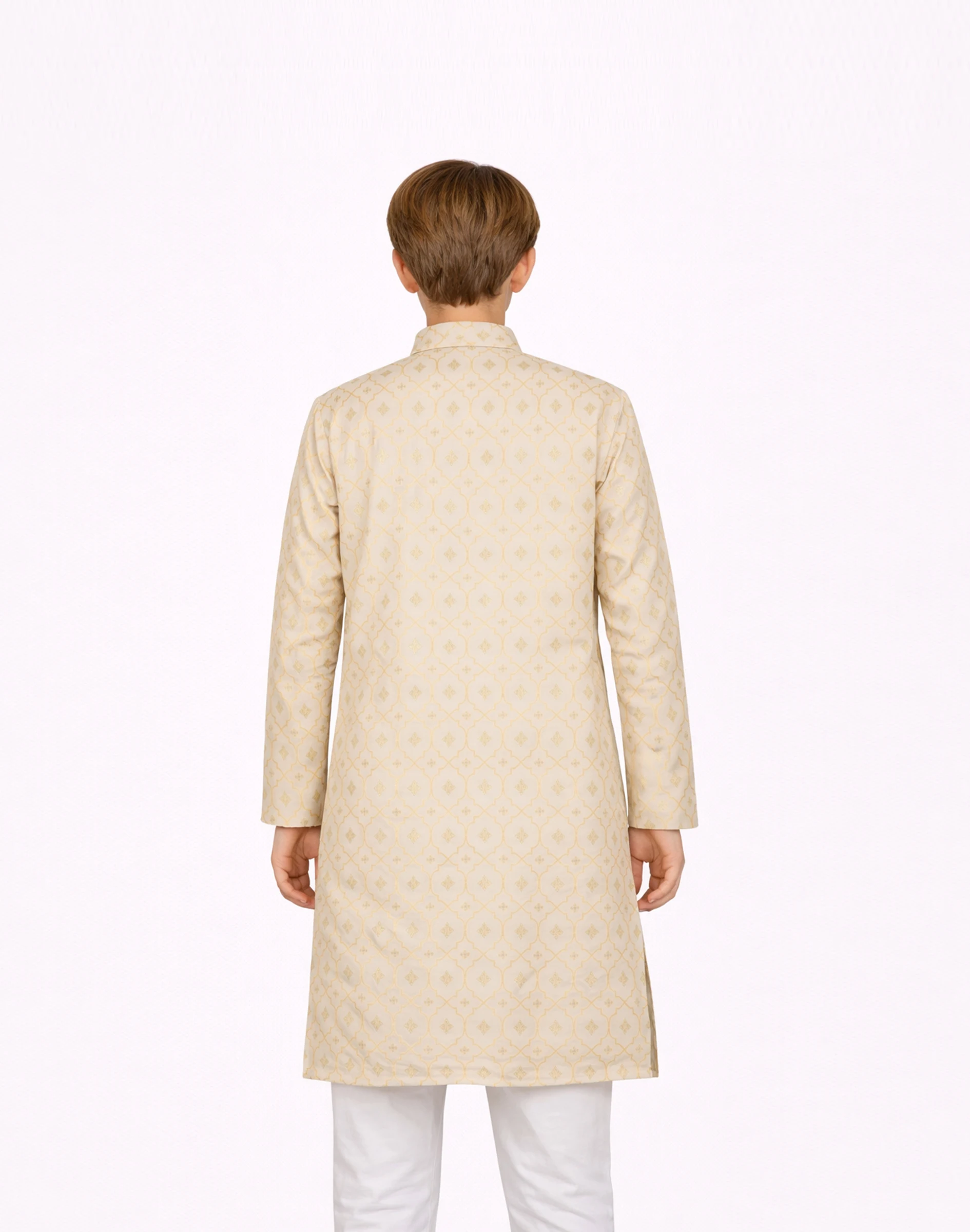Maurya Vastra Ivory Gold Designer Silk Brocade Kurta (2)