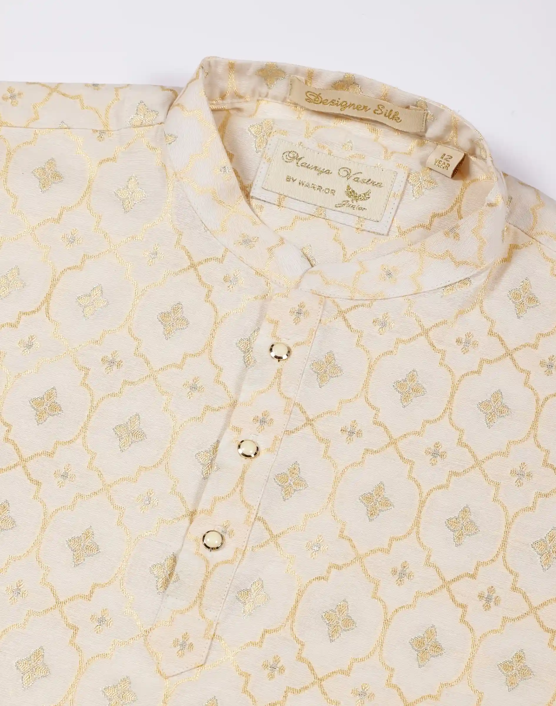 Maurya Vastra Ivory Gold Designer Silk Brocade Kurta (3)