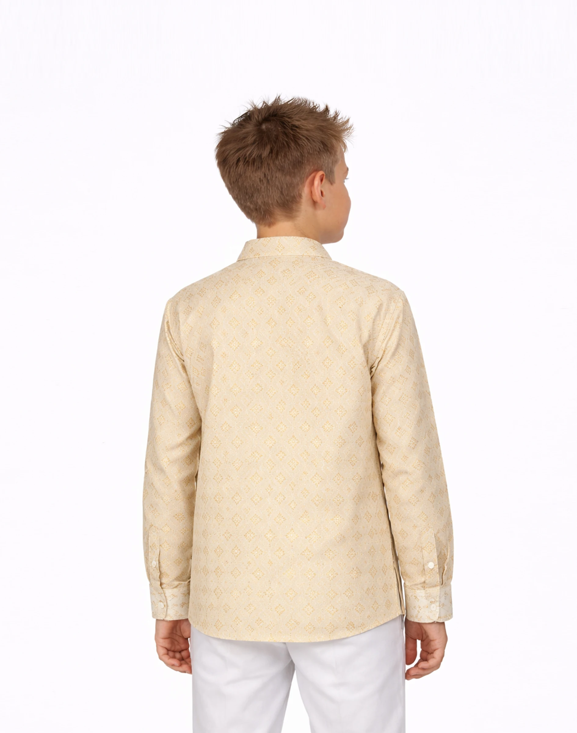 Maurya Vastra Ivory Gold Designer Silk Jacquard Kurta Shirt (2)