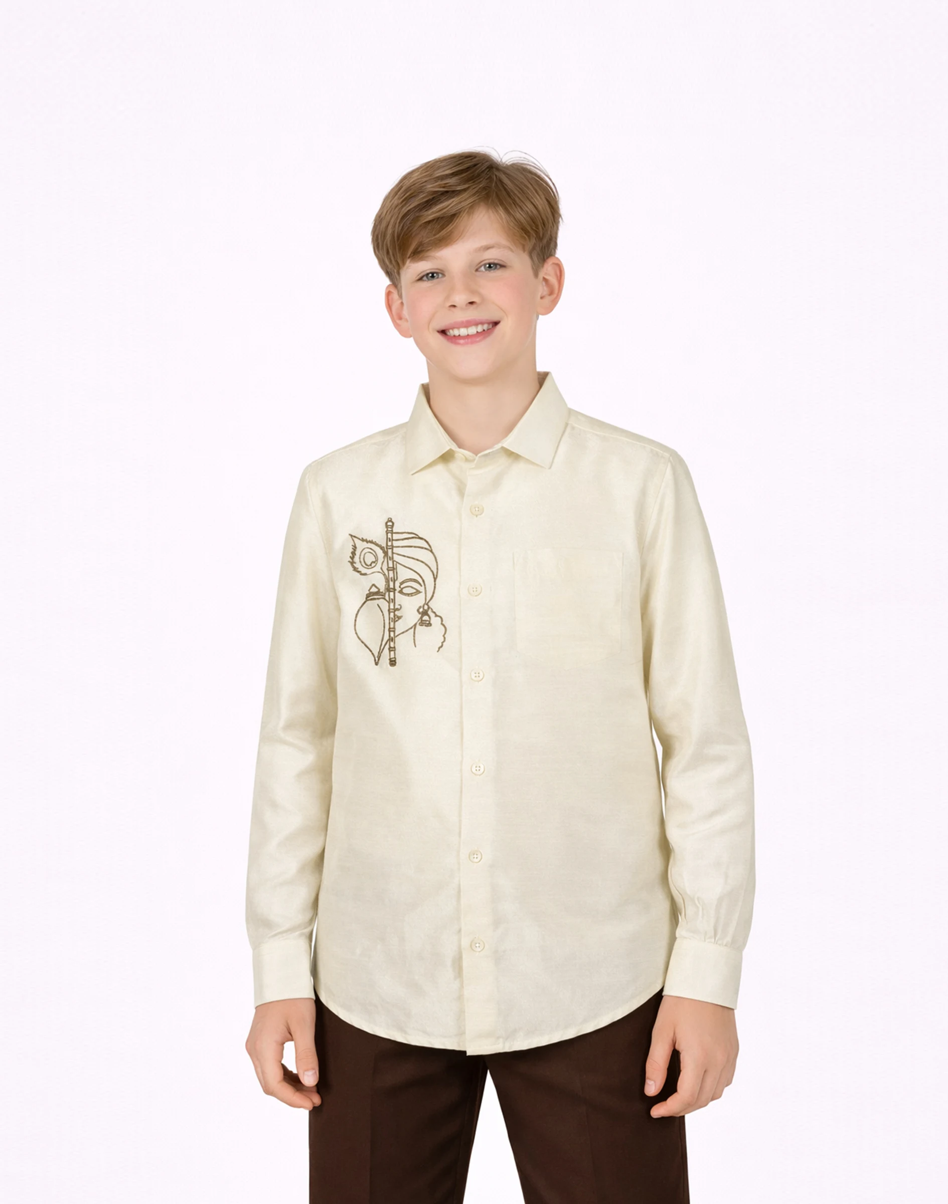 Maurya Vastra Ivory Raw Silk Embroidered Shirt (1)