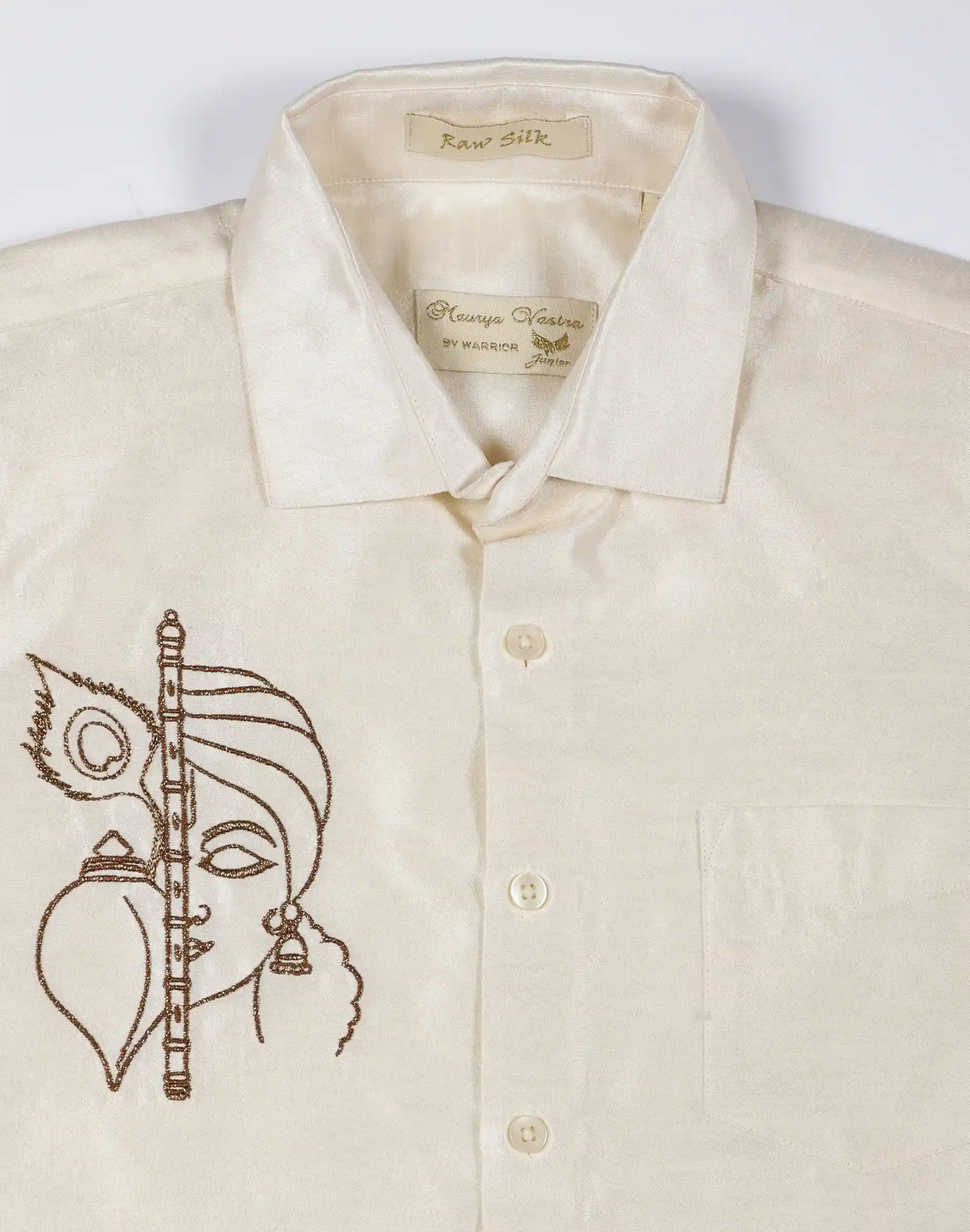 Maurya Vastra Ivory Raw Silk Embroidered Shirt (3)