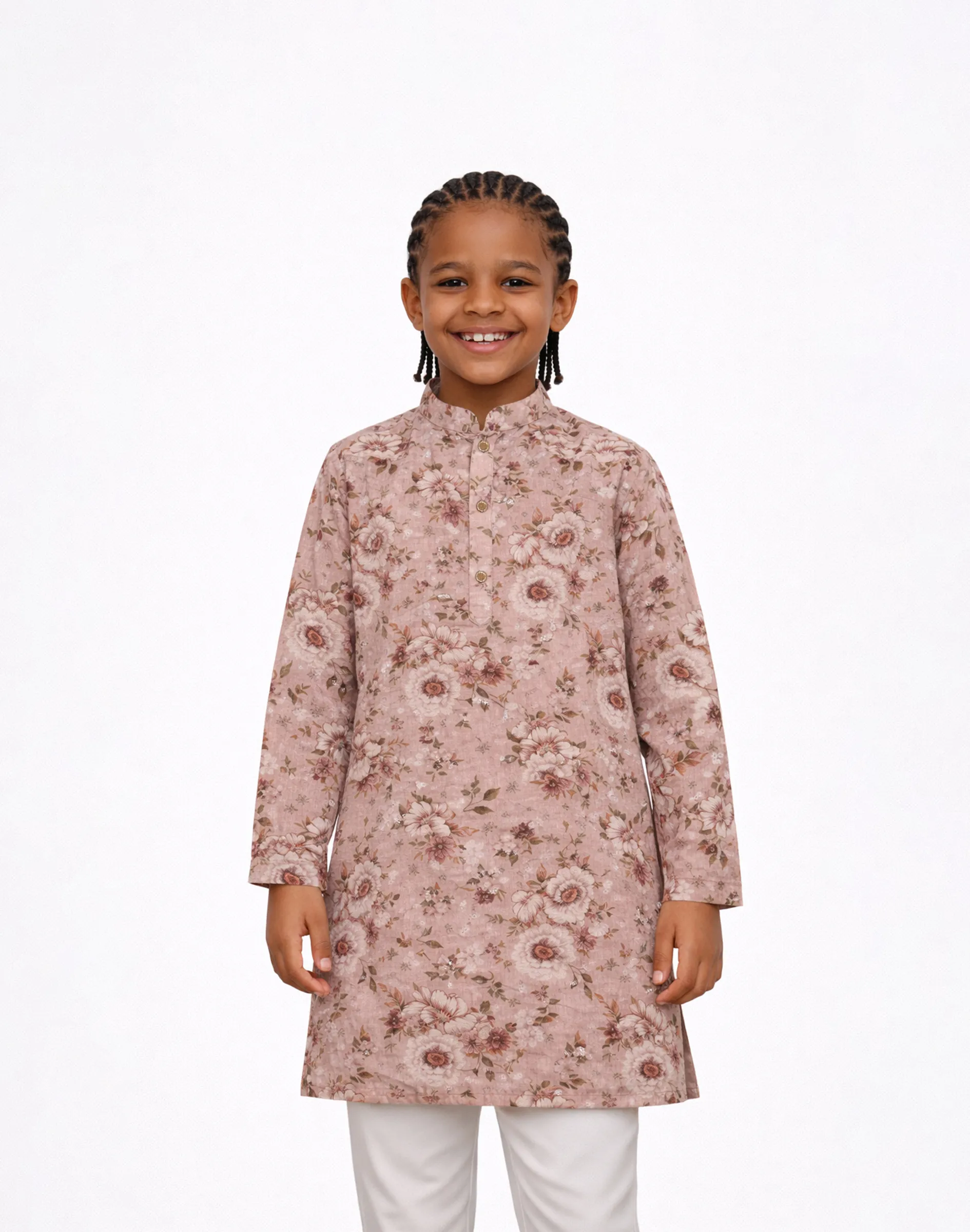 Maurya Vastra Kid’s Blush Pink Chikankari Long Kurta (1)