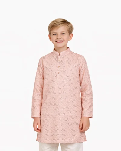 Maurya Vastra Kids Blush Pink Sequin Festive Kurta