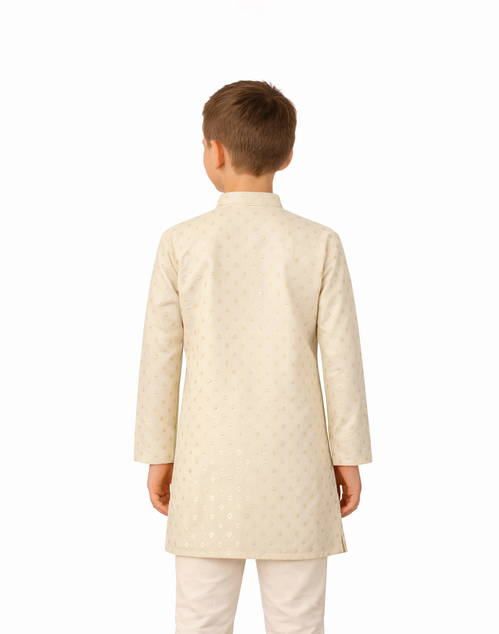 Maurya Vastra Kid’s Cream Brocade Ethnic Kurta (2)