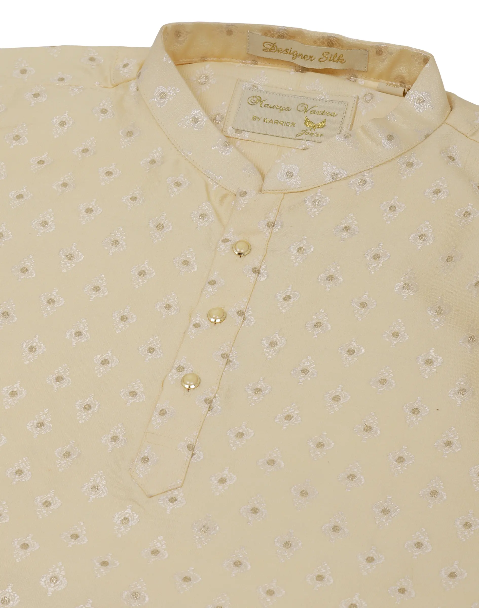 Maurya Vastra Kid’s Cream Brocade Ethnic Kurta (3)
